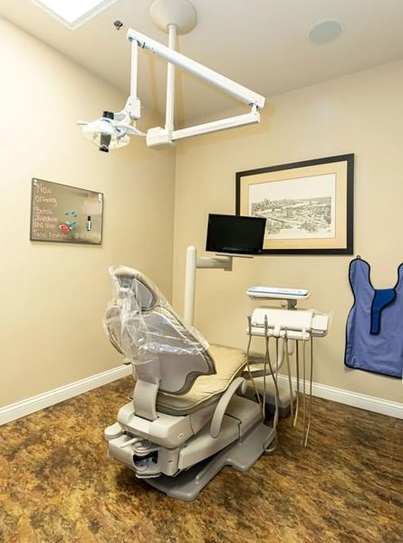 A luxurious dental chair at the office of Endres Gateway Dentistry.