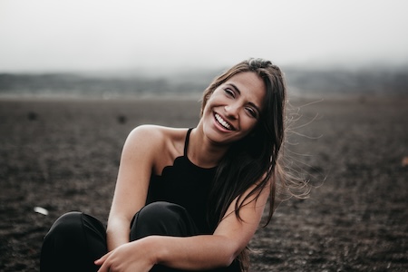 woman smiling on beach